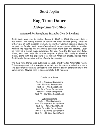 Rag-Time Dance (Saxophones) (arr. Glen D. Lienahrt)