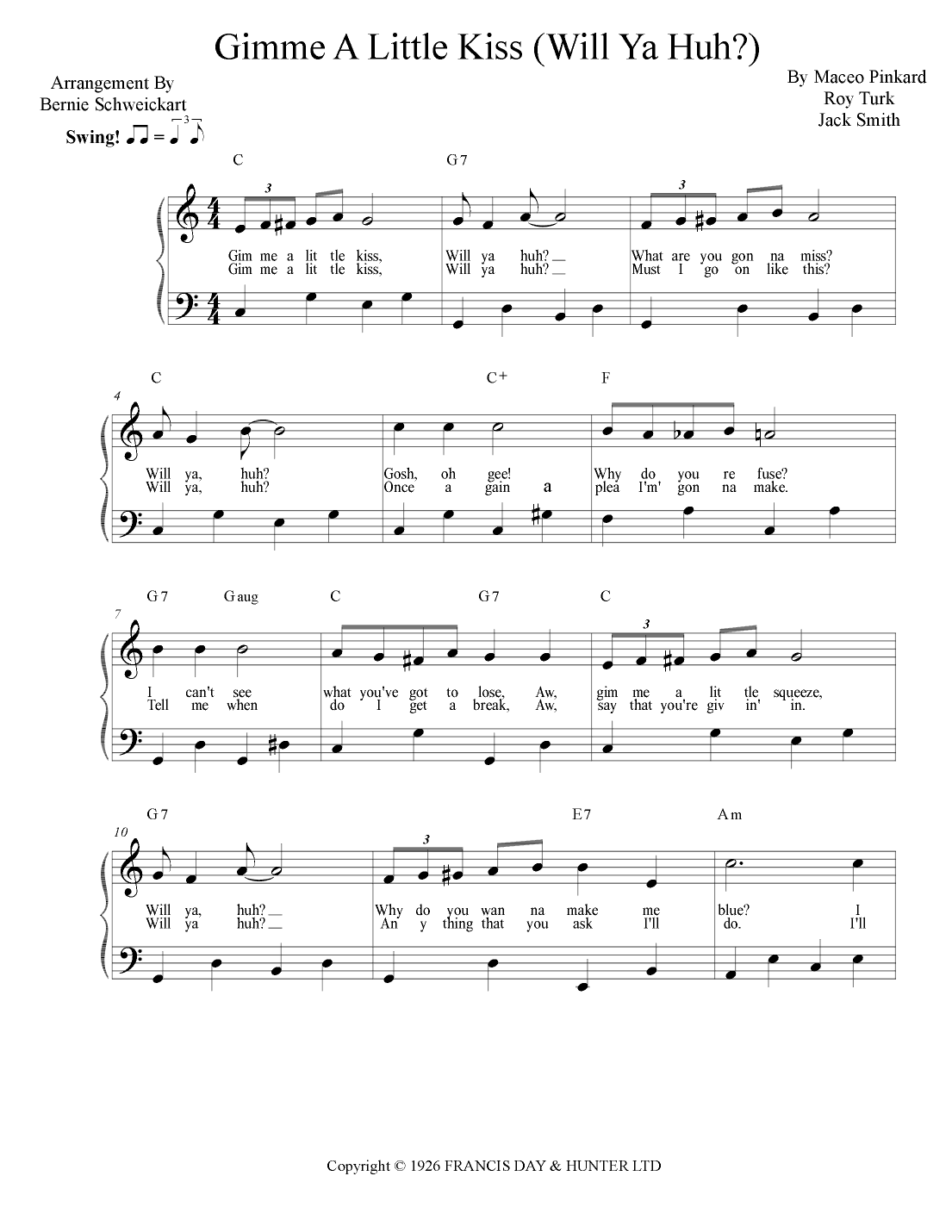 Gimme A Little Kiss Will Ya'huh (arr. Bernie Schweickart)