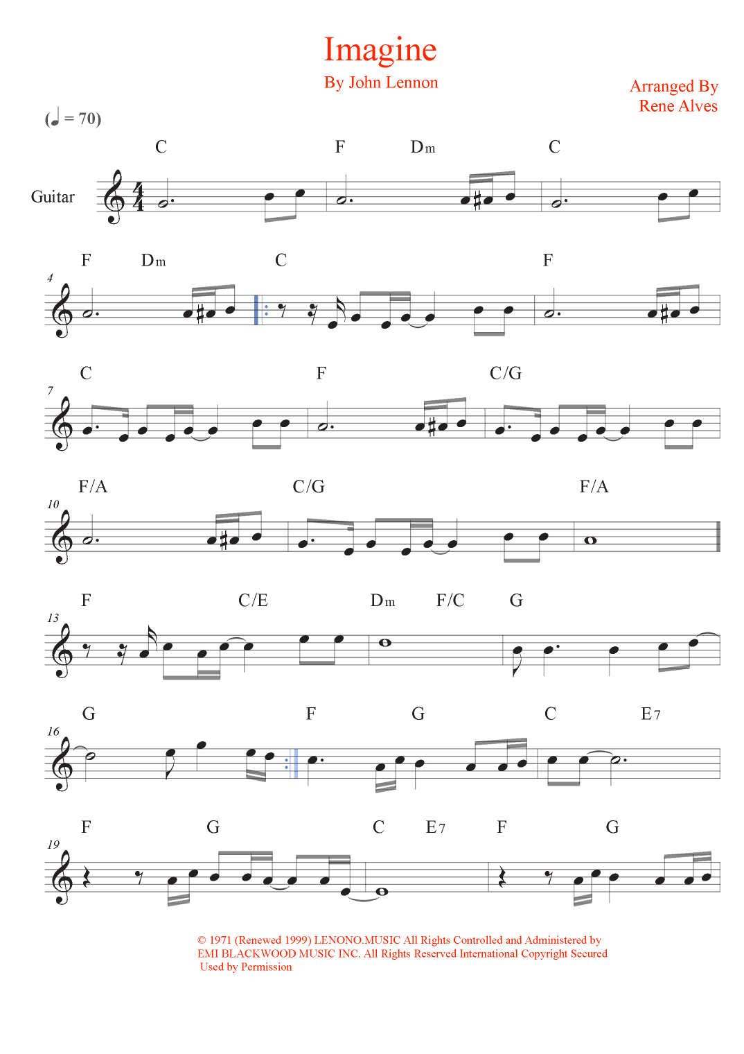 Imagine (arr. Rene Alves)
