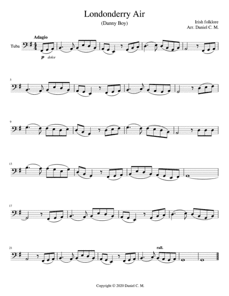 Danny Boy for tuba and piano (arr. Daniel C. M.)