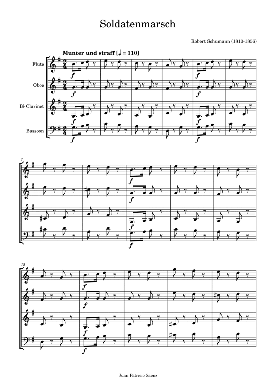 Schumann, R: Album for the Young - Soldiers' March - Woodwind Quartet Arrangement (arr. Juan Patricio Saenz)