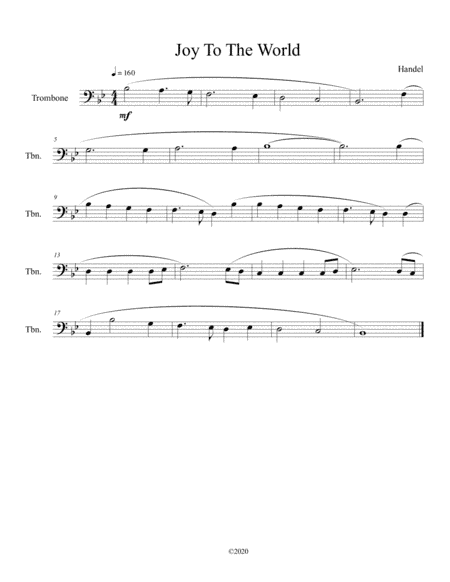 Joy To The World for solo trombone (arr. B C Dockery)