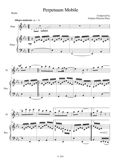 Perpetuum Mobile - Duet for Flute and Piano. Original composition by Graham Dickson-Place