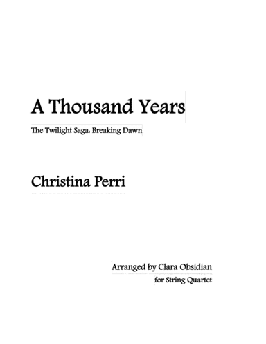 A Thousand Years (arr. Clara Obsidian)