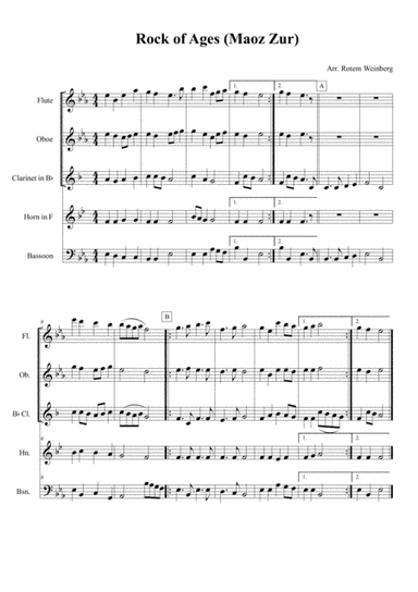 Rock of Ages (Maoz Zur) - Woodwind Quintet (arr. Rotem Weinberg)