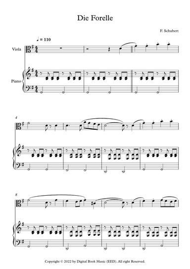 Die Forelle - Franz Schubert (Viola + Piano) (arr. Digital Book Music)