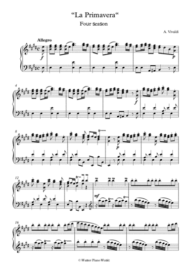 The Four Seasons (Spring) for Piano solo (arr. Various)
