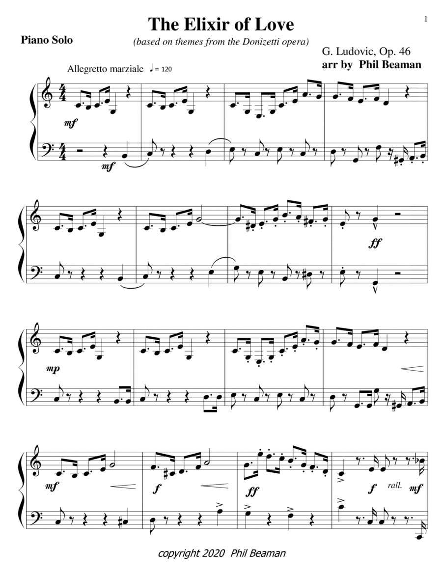 The Elixir of Love-piano solo (arr. Phil Beaman)
