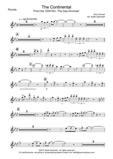 The Continental for Concert Band (Set of Parts (arr. Keith Gemmell)