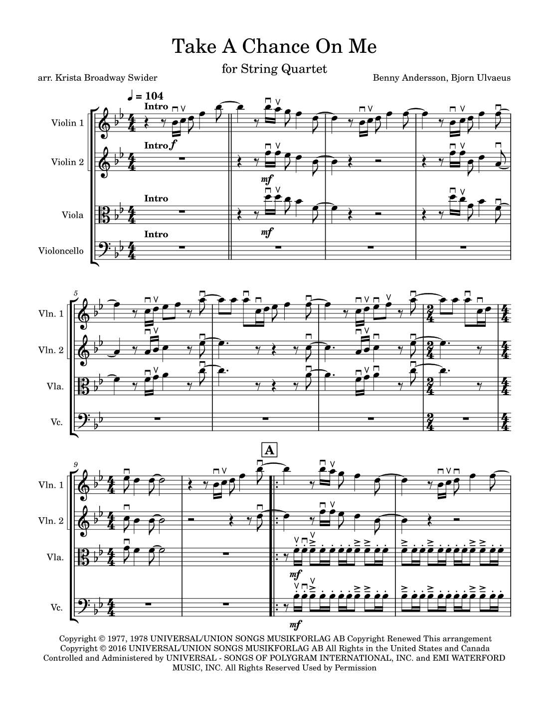 Take A Chance On Me (arr. Krista Broadway Swider)