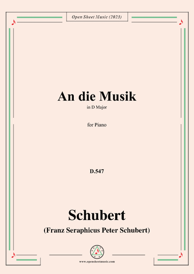 Schubert-An die Musik,D.547,for Piano (arr. OSM Press)