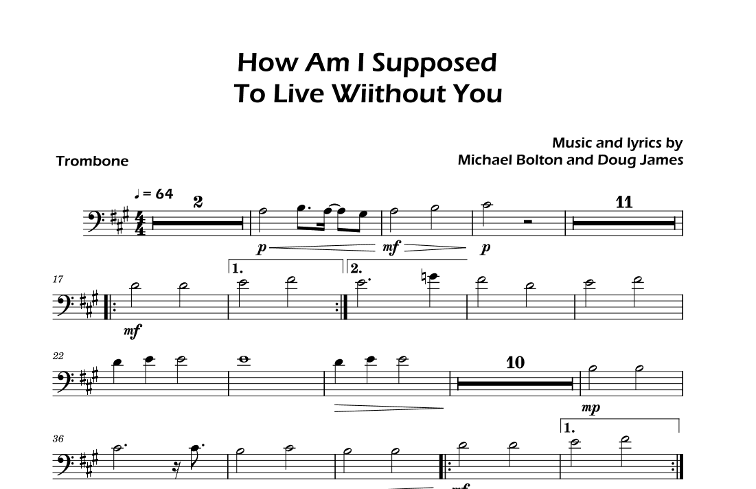 How Am I Supposed To Live Without You (arr. David Lartey)