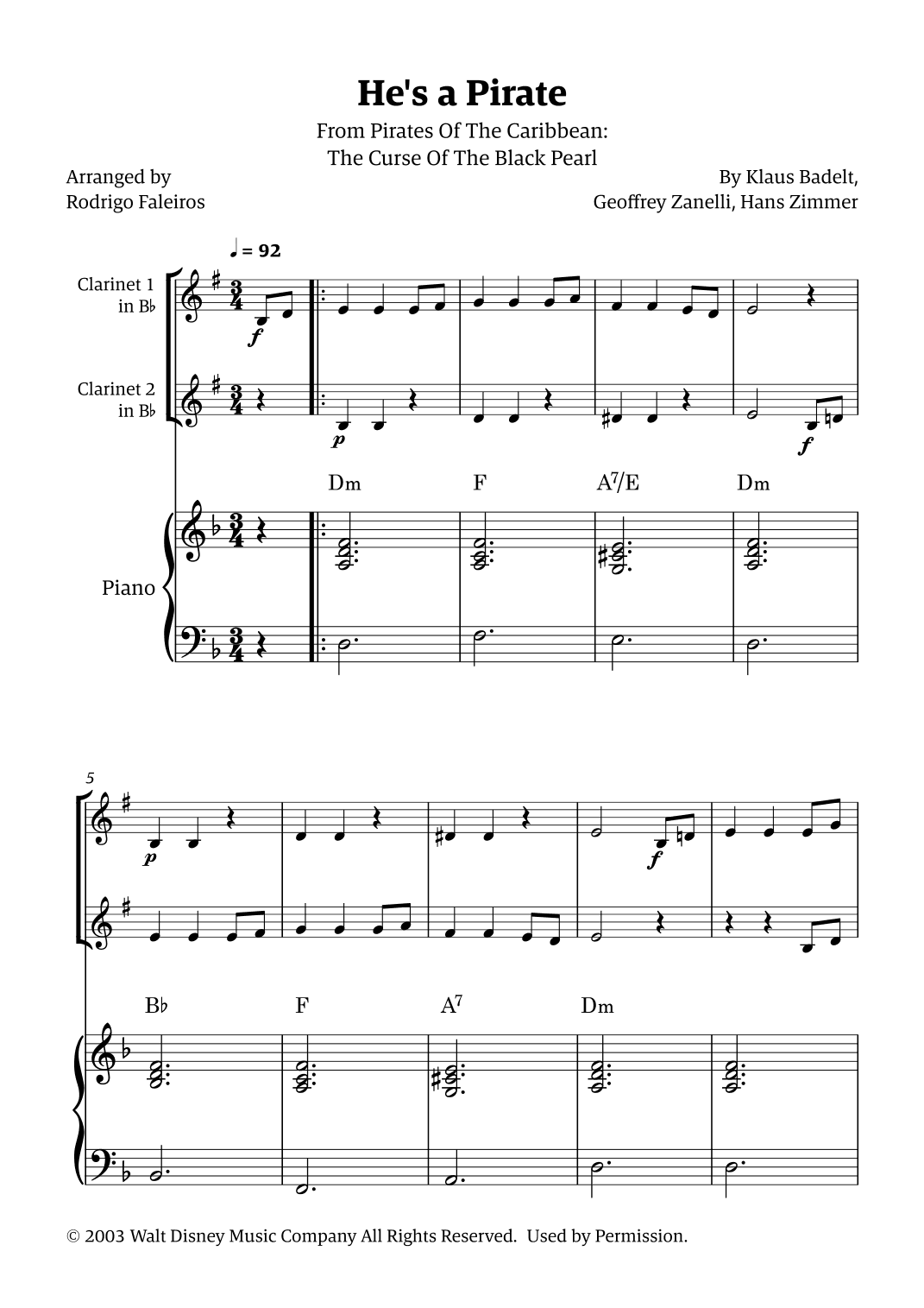 He's A Pirate (arr. Rodrigo Faleiros)