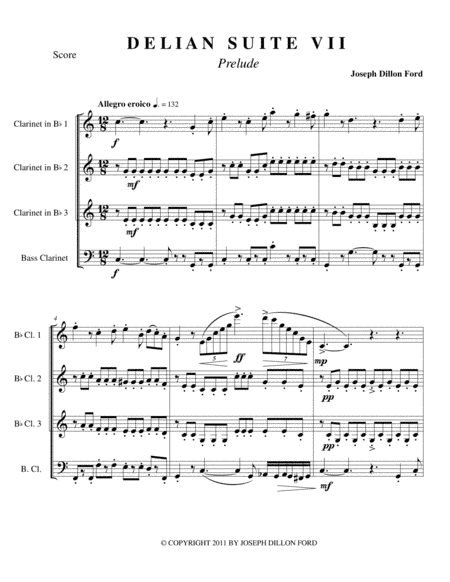 Prelude to the Delian Suite No 7 - Robin Hood & His Merry Men - for clarinet quartet