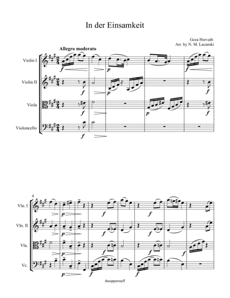 In der Einsamkeit (arr. Nick Lacanski)