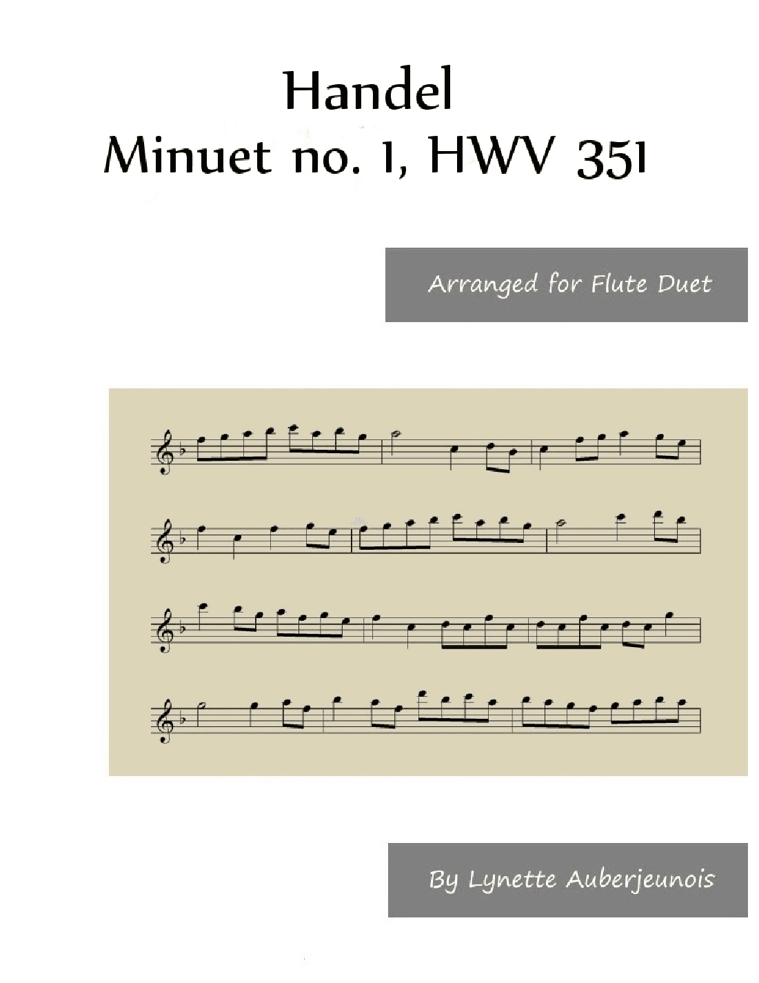 Minuet no. 1, HWV 351 - Flute Duet (arr. Lynette Auberjeunois)
