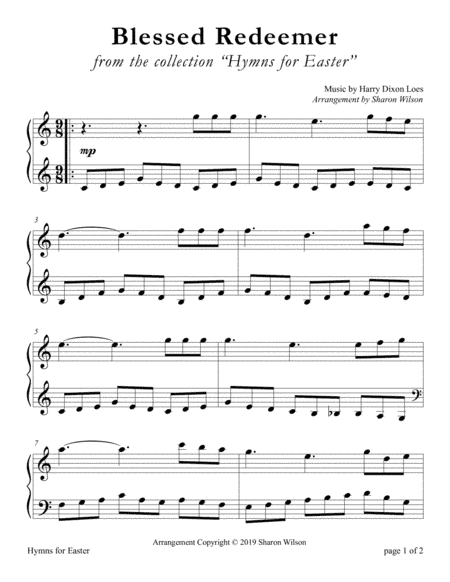 Blessed Redeemer (LARGE PRINT Piano Solo) (arr. Sharon Wilson)
