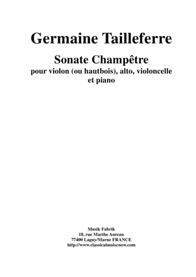 Germaine Tailleferre: Sonate Champêtre for violin (or oboe), violin, violoncello and piano