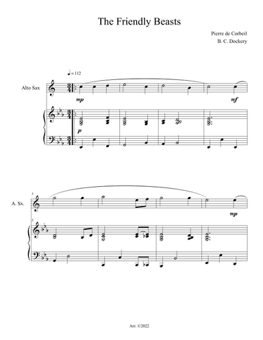 The Friendly Beasts (Alto Sax Solo with Piano Accompaniment) (arr. B. C. Dockery)
