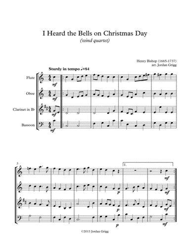 I Heard the Bells on Christmas Day (wind quartet) (arr. Jordan Grigg)