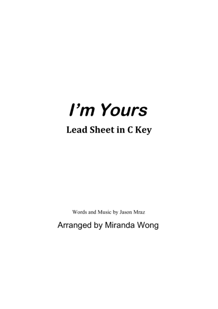 I'm Yours (arr. Miranda Wong)