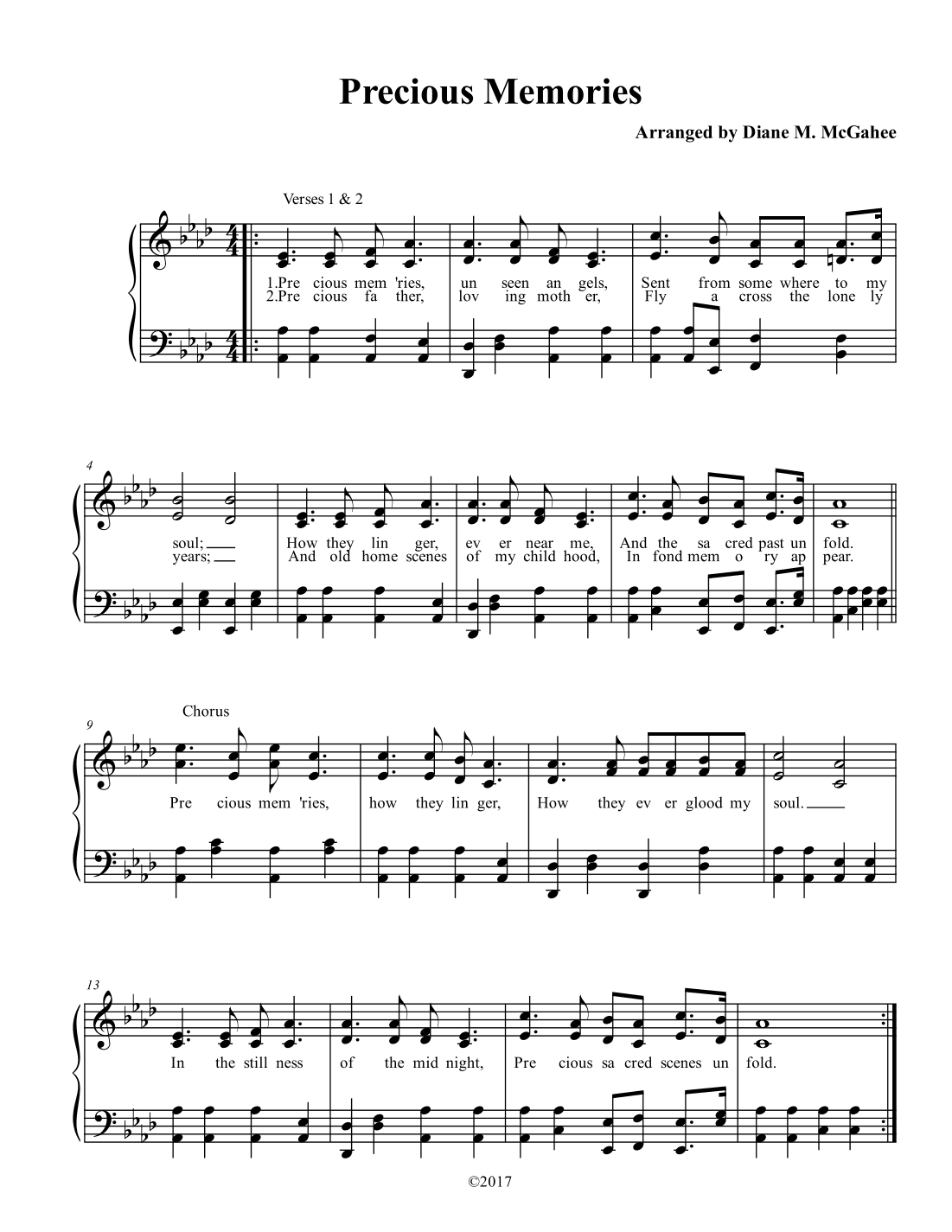 Precious Memories (arr. Arranged by Diane M. McGahee)