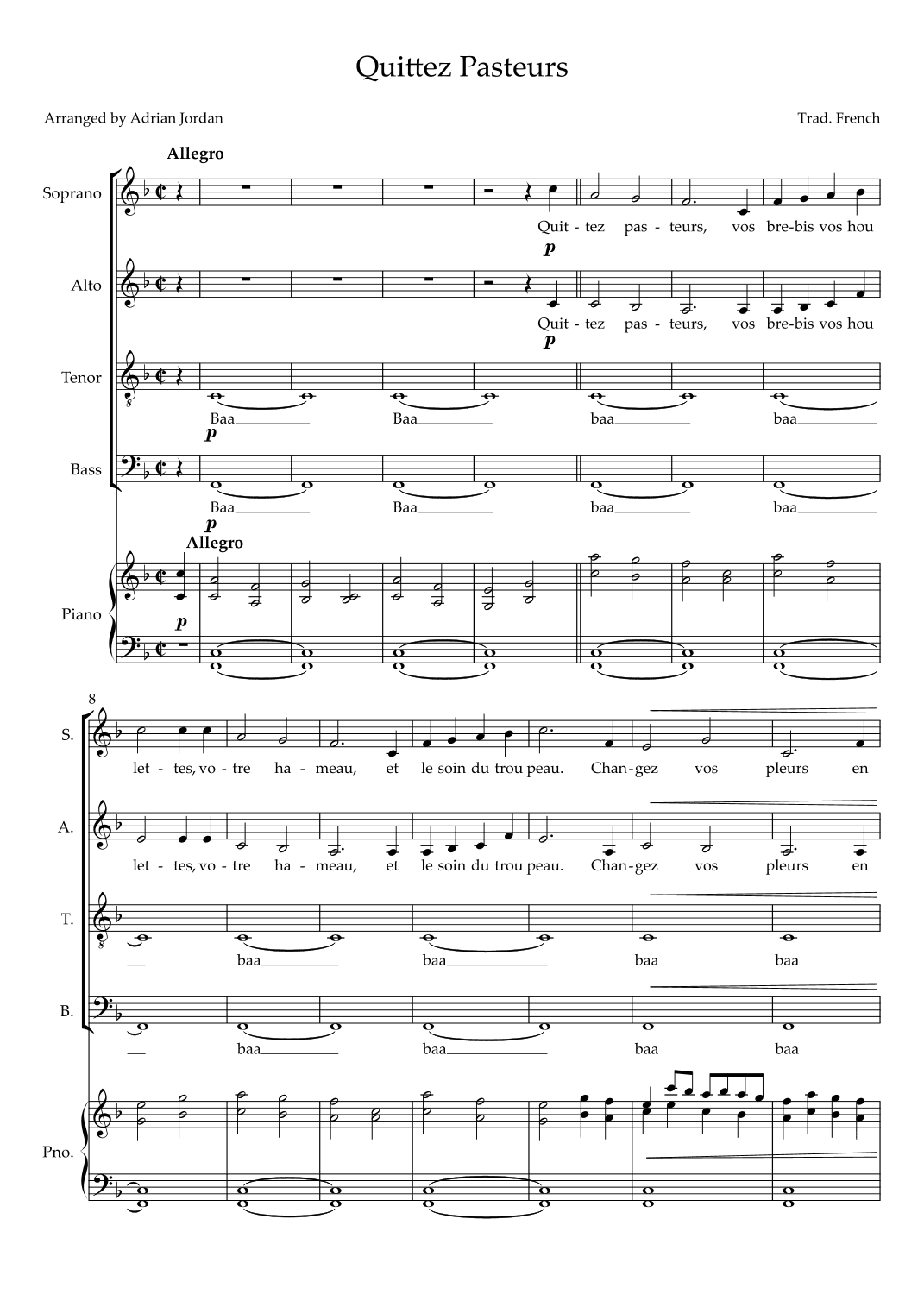 Quittez Pasteurs (arr. Adrian Jordan)