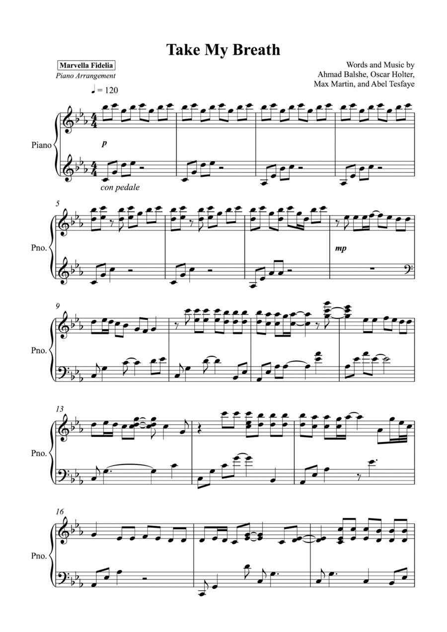 Take My Breath (arr. Marvella Fidelia)