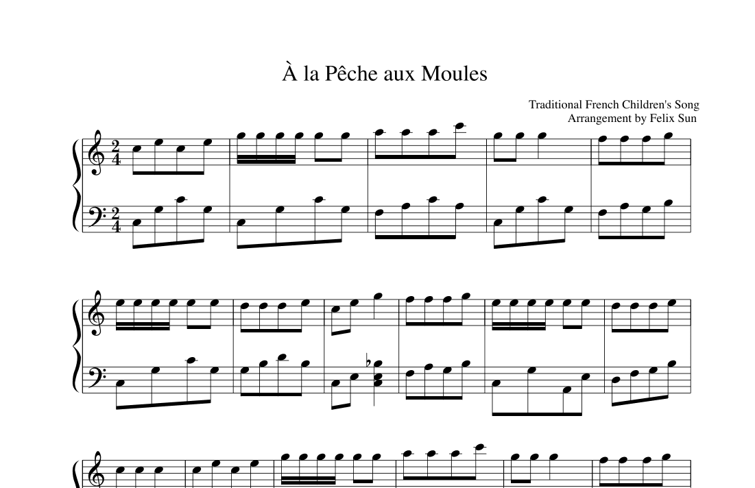 À la pêche aux moules (Piano Solo) (arr. Felix Sun)