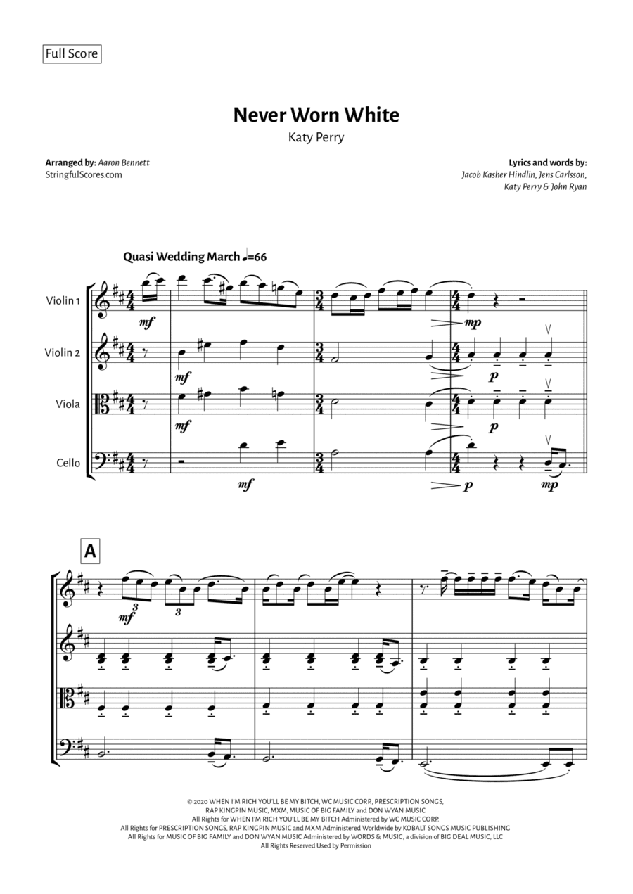 Never Worn White (arr. Aaron Bennett)