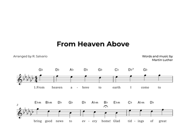 From Heaven Above (Key of G-Flat Major) (arr. R. Salvario)