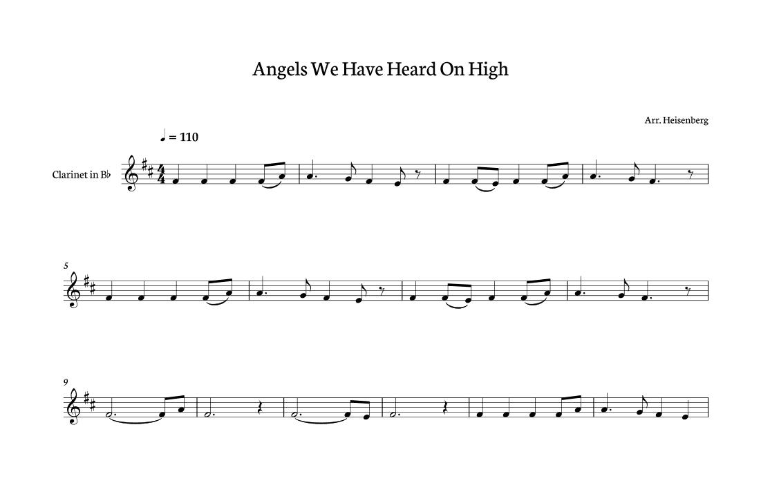 Angels We Have Heard on High for Clarinet (arr. Heisenberg)