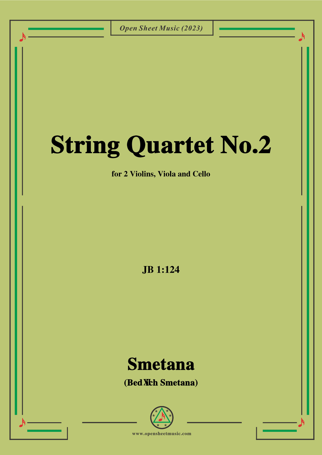 Smetana-String Quartet No.2,JB 1:124 (arr. OSM Press)