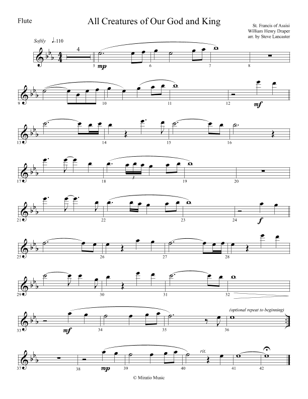 All Creatures of Our God and King - peaceful arr. for Flute & Piano (arr. Steve Lancaster)