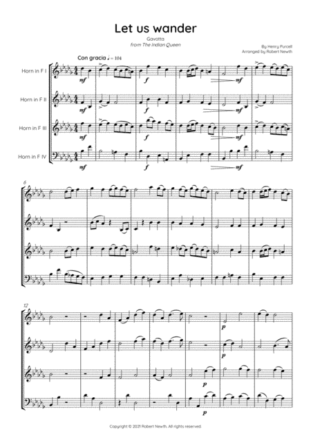 Let us wander (Purcell) for Horn Quartet (arr. Robert Newth)