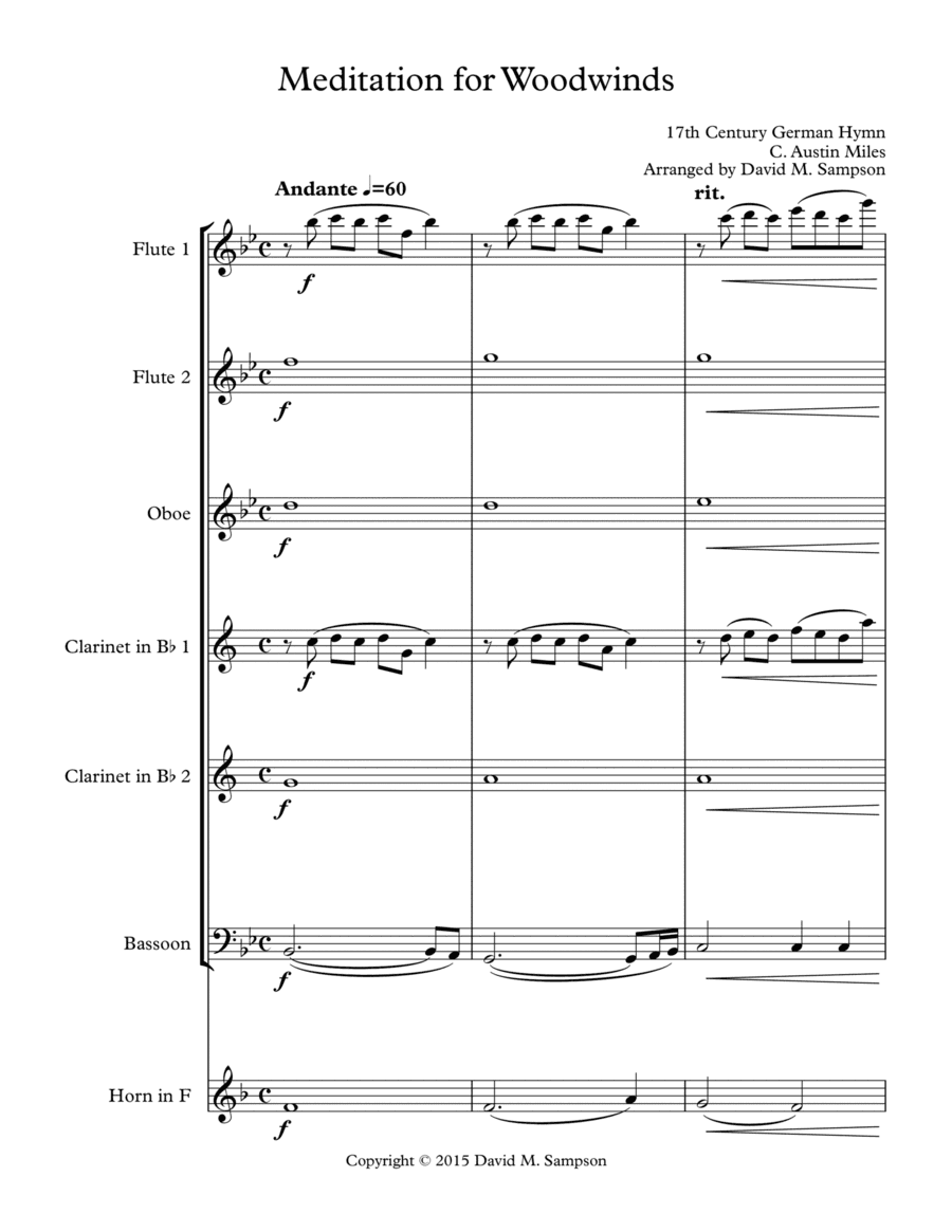 Meditation for Woodwinds (arr. David M. Sampson)