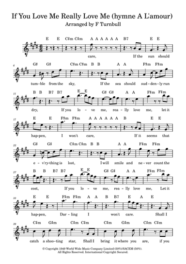 If You Love Me Really Love Me (hymne A L'amour) (arr. F Turnbull)