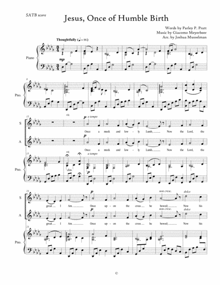 Jesus, Once of Humble Birth: SATB with Piano Accompaniment (arr. Arr. by Joshua Musselman)