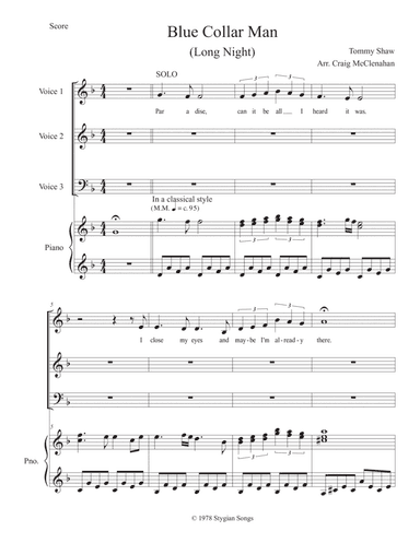 Blue Collar Man (long Nights) (arr. Craig McClenahan)