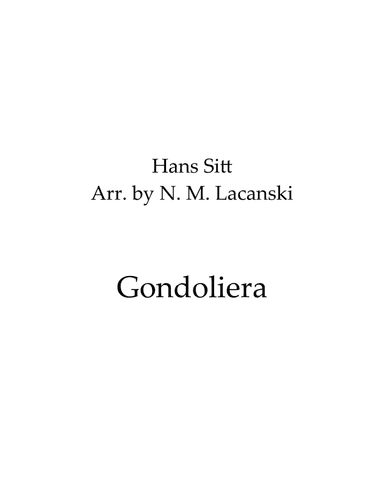 Gondoliera (arr. Nick Lacanski)