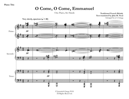 O Come, O Come, Emmanuel (1 Piano, 6 Hands) (arr. Jeremiah S. Gregg)