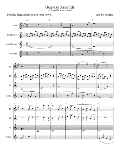 Oogway Ascends (arr. Bonnie Bao)