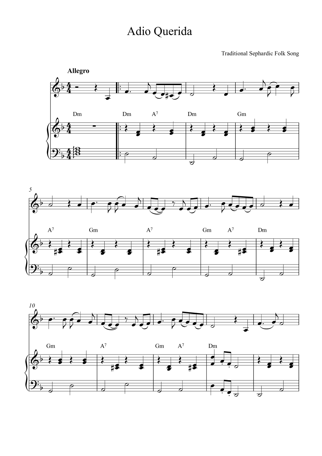 Adio Querida (Goodbye My Beloved) (arr. Kaiserin Rebecca)