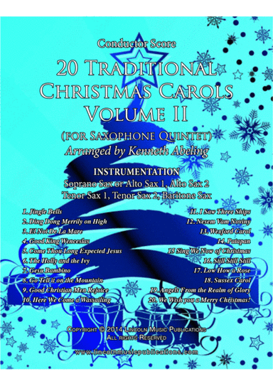 20 Traditional Christmas Carols Volume II (for Saxophone Quintet SATTB or AATTB) (arr. Kenneth Abeling)