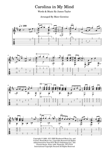 Carolina In My Mind (arr. Marc E Gerstine)