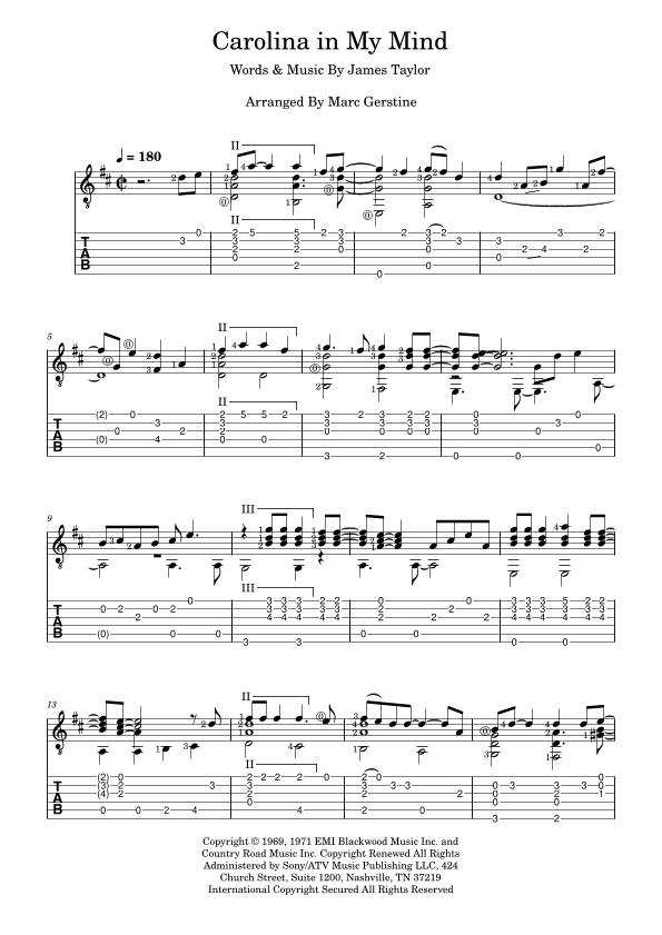 Carolina In My Mind (arr. Marc E Gerstine)