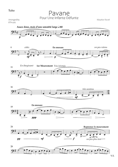 Pavane pour une Infante Défunte - Tuba (arr. BTmusic)