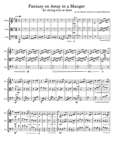 Away in a Manger Fantasy String Duet/Trio (arr. Robert Shuler)