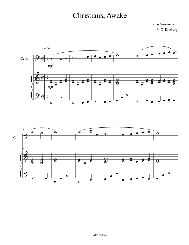 Christians Awake (Cello Solo with Piano Accompaniment) (arr. B. C. Dockery)