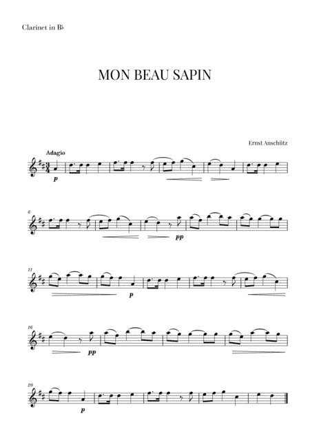 Mon Beau Sapin for Clarinet (arr. Cadenza Editions)